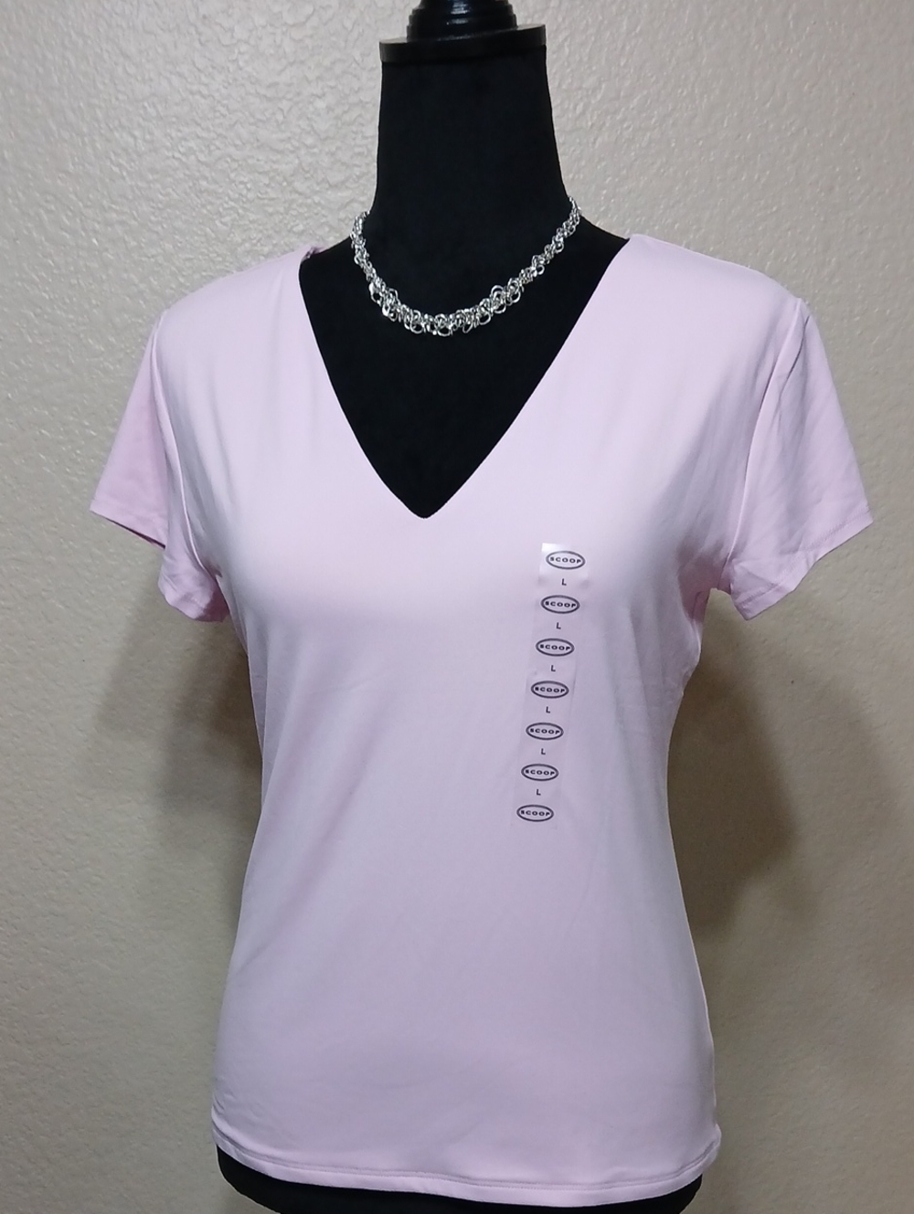 Pink V-Neck Short Sleeve Tee